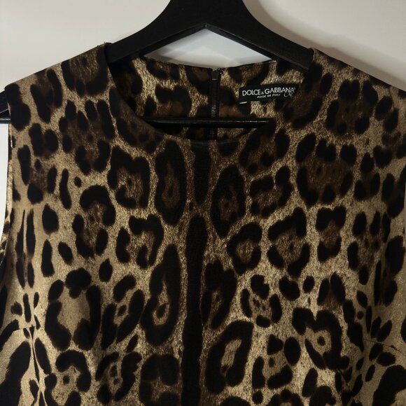 Dolce & Gabbana Leopard Crepe Shift Dress – Size 50, Party-Ready Icon - Picture 5 of 7